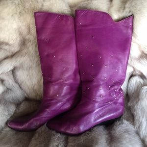 Genuine Purple Leather sparkle cowgirl boots